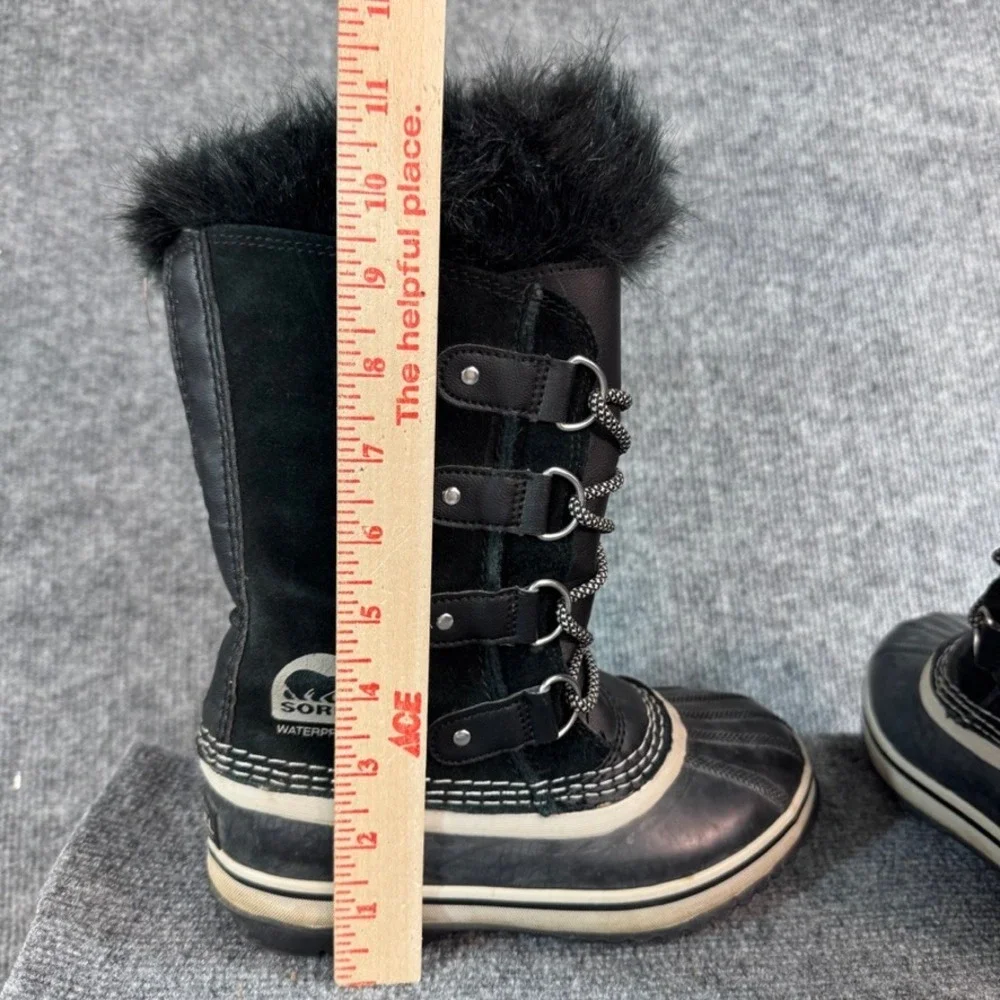 Sorel Joan of Arctic Black Waterproof Winter Snow Boots Faux Fur Trim 2